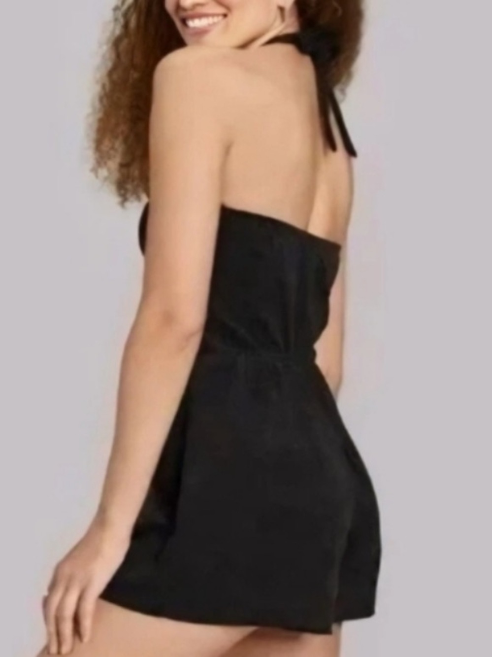Wild Fable Black Halter Top Terry Cloth Romper Swim Beach Cover Up NWT Medium
